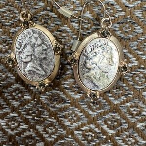 Elegant Gold and Silver faux Coin Earrings